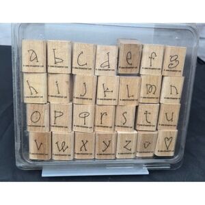 Stampin' Up! Dotted Alphabet 28 Pieces Lowercase Unmounted Wood Rubber Stamp Set